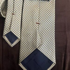 Ermenegildo Zegna Blue and Cream Patterned Tie